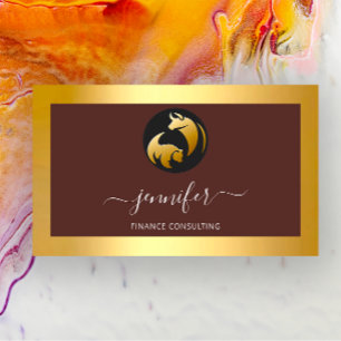 Finance Consulting Broker Stock Bufalo Bear Gold Business Card