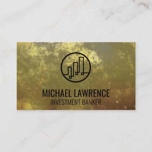 Finance Logo | Gold Background | Skyline Business Card (Front)