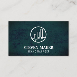 Finance Logo Grunge Blue Green Business Card