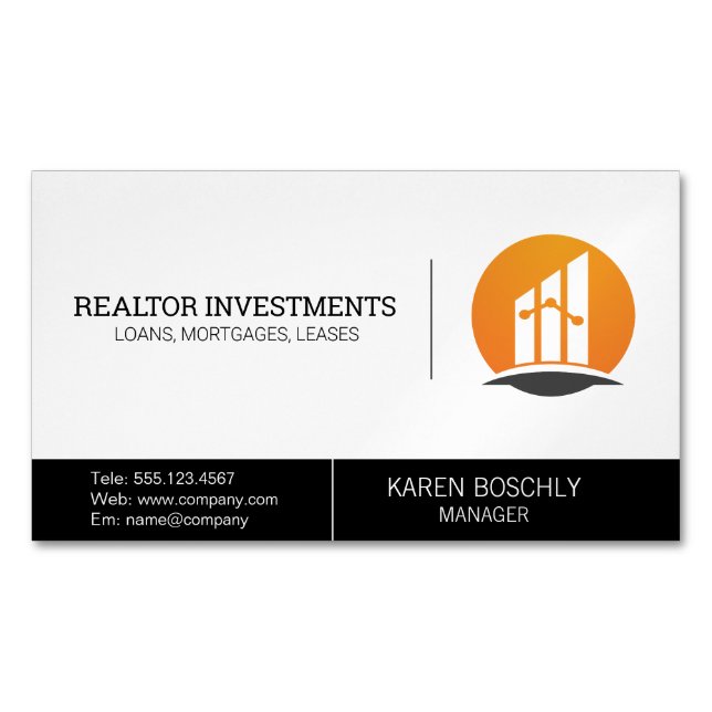 Finance Logo | Realtor Investor Magnetic Business Card (Front)