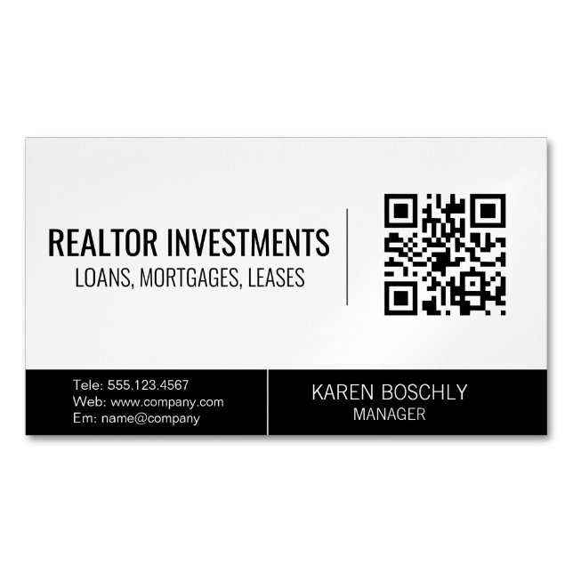Finance Logo | Realtor Investor | QR Code Magnetic Business Card (Front)