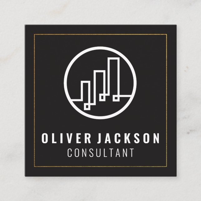 Finance Logo Square Business Card (Front)