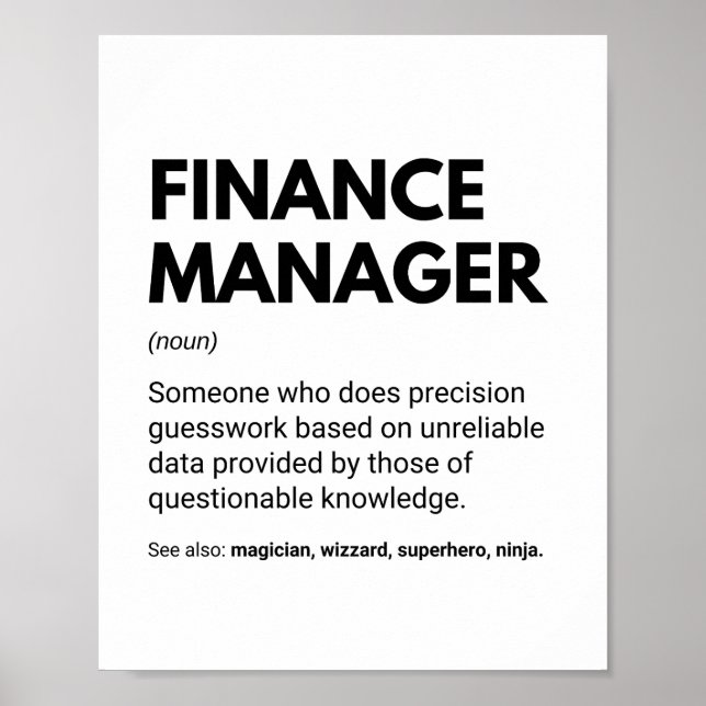 Finance Manager Funny Specialist Definition Poster (Front)