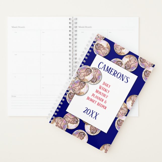 Finance US Coins Pennies Budget Daily Planner (Display)