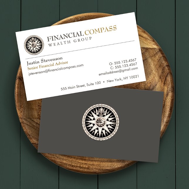 Financial Advisor Analyst Finance Compass Business Card (Creator Uploaded)