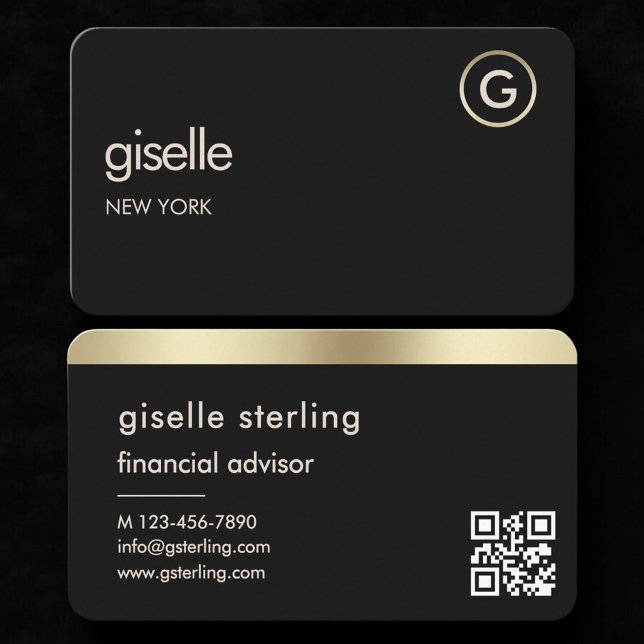 Financial Advisor Black Gold QR Code Business Card (Creator Uploaded)