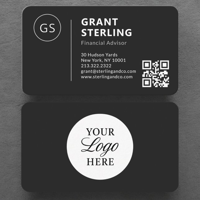 Financial Advisor Black Logo QR Code Professional Business Card (Creator Uploaded)