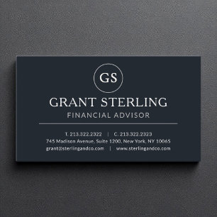 Financial Advisor Black Silver Luxury Business Card