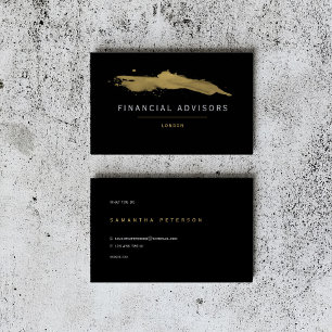 Financial advisor, gold paint splash business card