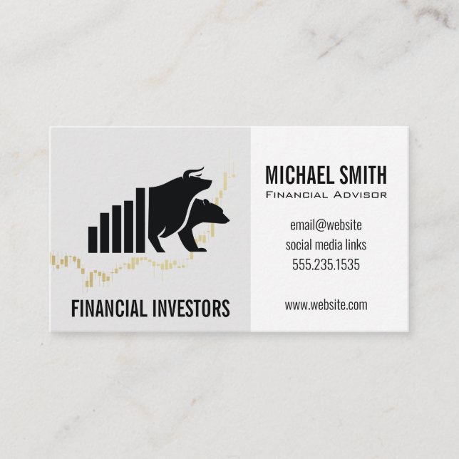Financial Advisor | Investment | Stock Market Icon Business Card (Front)