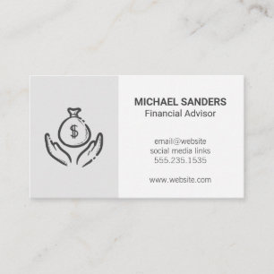 Financial Advisor Investments Money Bag Hands Business Card
