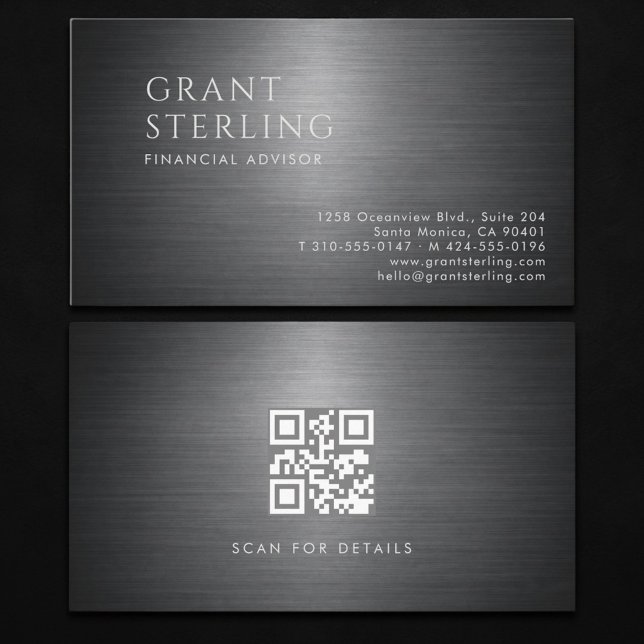 Financial Advisor Metallic QR Code Business Card (Creator Uploaded)