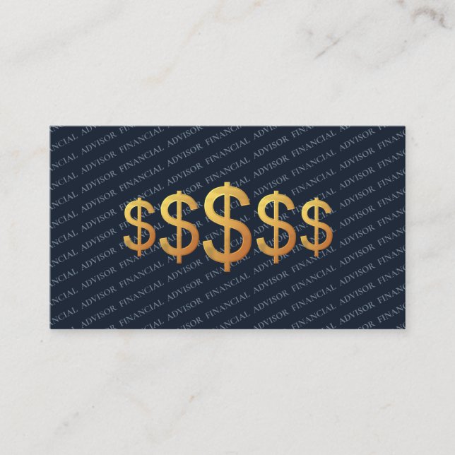 Financial Advisor Money Management Dollar Symbol Business Card (Front)