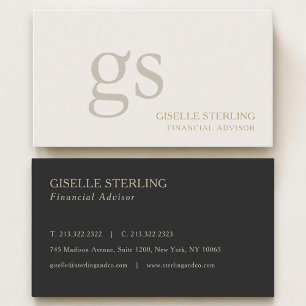 Financial Advisor Monogram Professional Business Card
