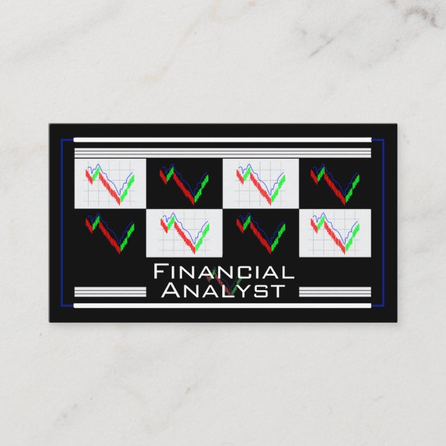 Financial Analyst Money Strategy Colorful Graphs Business Card (Front)