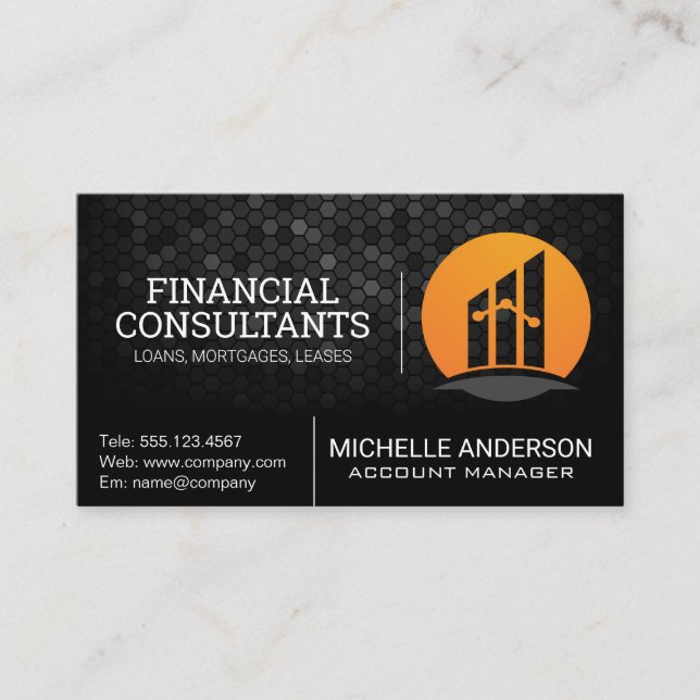 Financial Bar Graph Logo Business Card (Front)