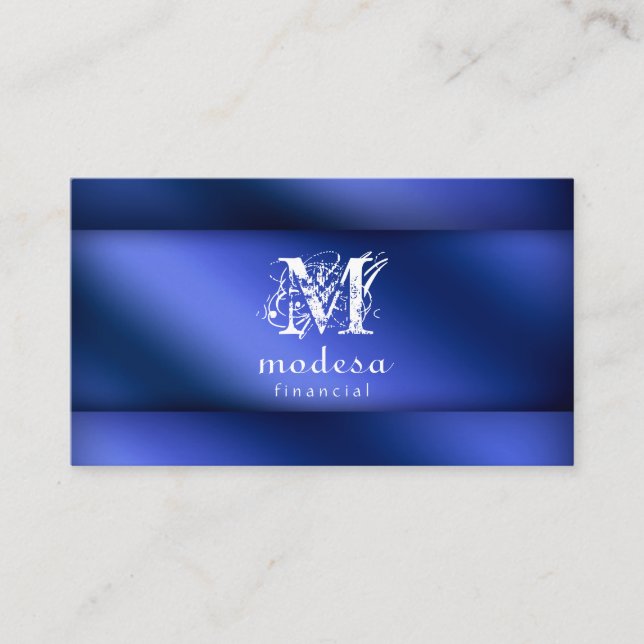 Financial Business Cards Blue Metallic (Front)