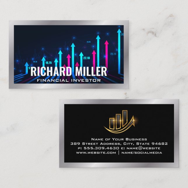 Financial Chart Arrows | Stocks | Fin Tech Business Card (Front/Back)
