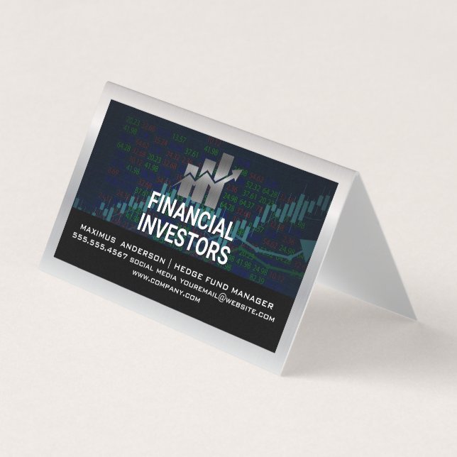 Financial Chart Logo | Stock Reports Business Card (Front)