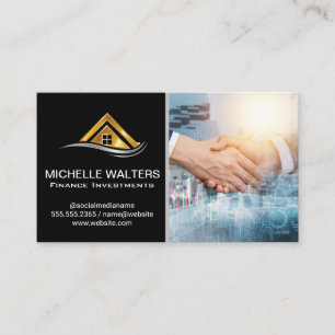 Financial Charts Property Shaking Hands Business Card