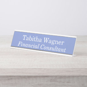 Financial Consultant Blue Desk Name Plate