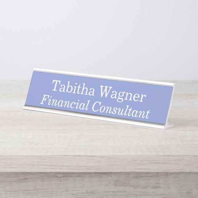 Financial Consultant Blue Desk Name Plate (Front)