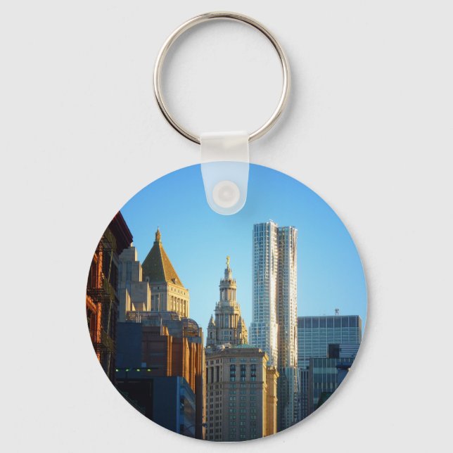 Financial District Skyline Cityscape Key Ring (Front)