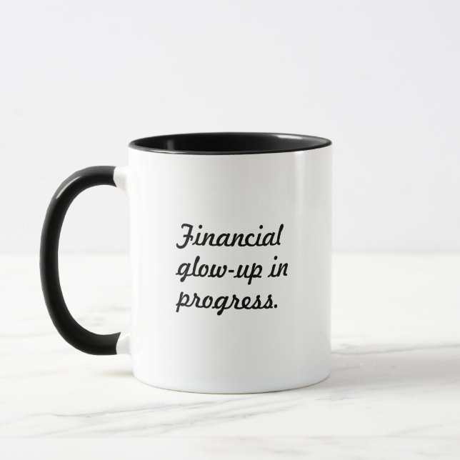 'Financial glow-up in progress' Debt-Free Journey Mug (Left)