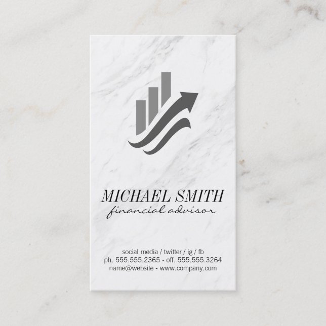 Financial Graph | Marble | Stocks Business Card (Front)