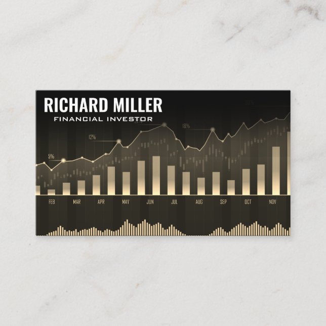 Financial Graphs | Stocks Market Analyst Business Card (Front)