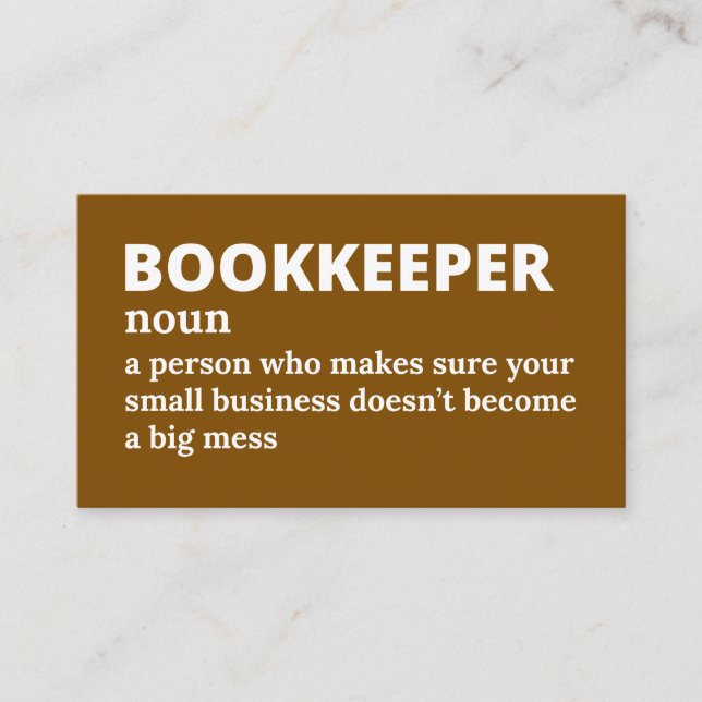 Financial Organiser - Funny Definition Business Card (Front)