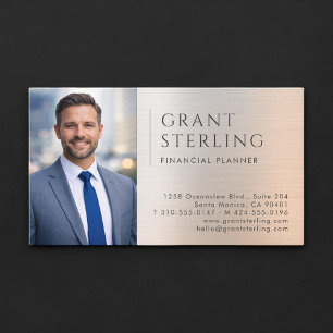 Financial Planner Photo Metallic Business Card