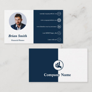 Financial Planner White & Blue Business Card