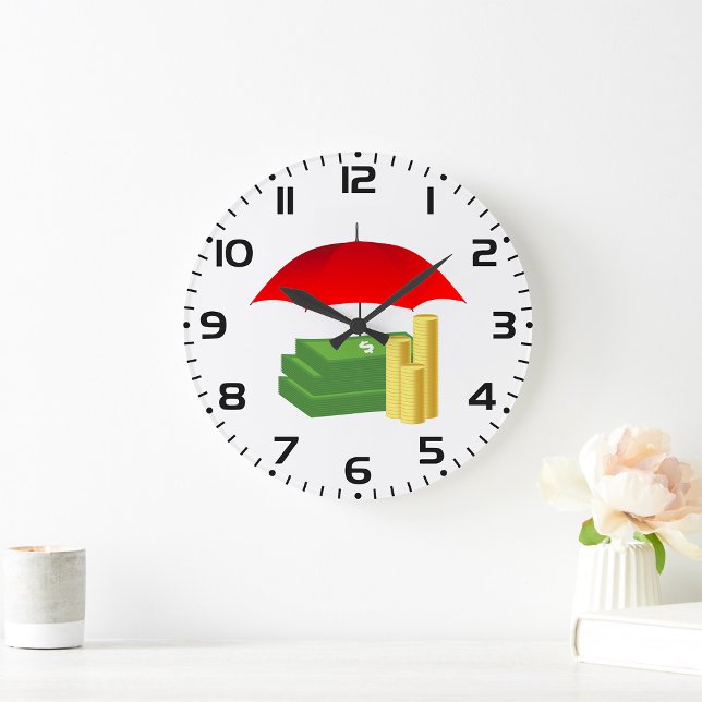 Financial Security Protection with Red Umbrella Large Clock (Creator Uploaded)