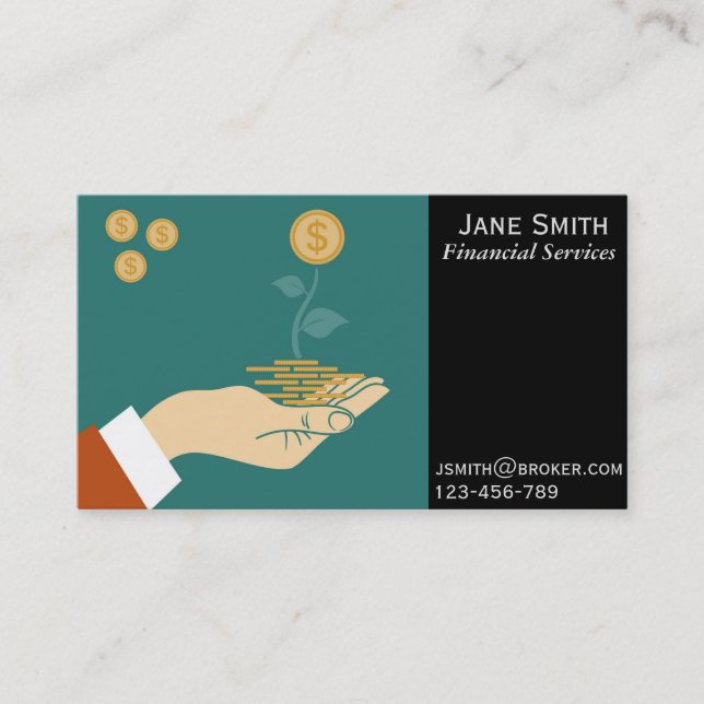 Financial Services, Broker, Financial Planner Business Card (Front)