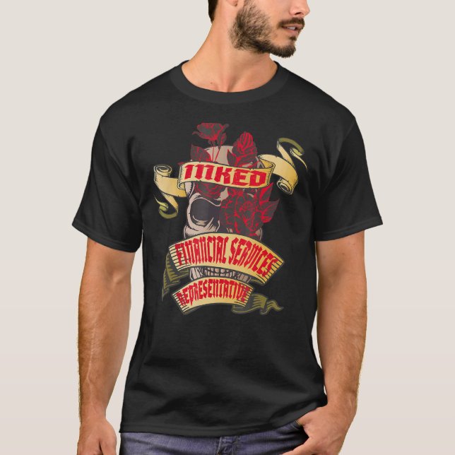 Financial Services Representative Inked Skull & Ro T-Shirt (Front)