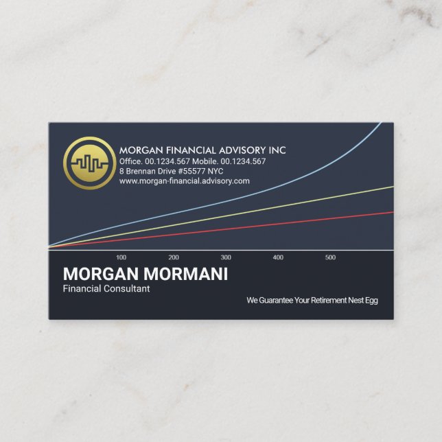 Financial Share Market Graph Investment Consultant Business Card (Front)