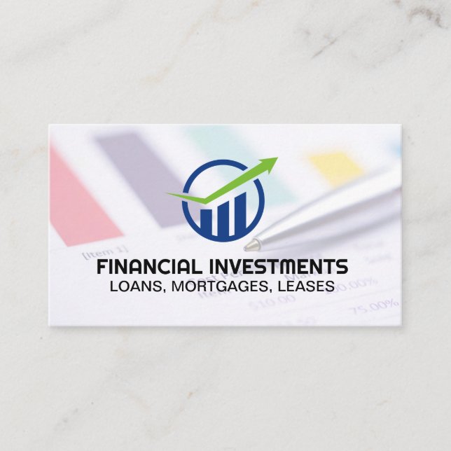 Financial Sheet | Bar Graph Logo Business Card (Front)