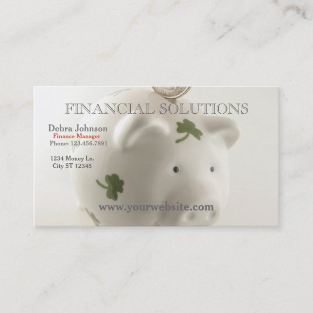 Financial Solutions Lucky Piggy Bank Business Card (Front)