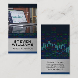 Financial Stock Chart Laptop Business Card