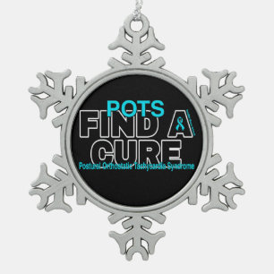FIND A CURE/BOLD...POTS SNOWFLAKE PEWTER CHRISTMAS ORNAMENT
