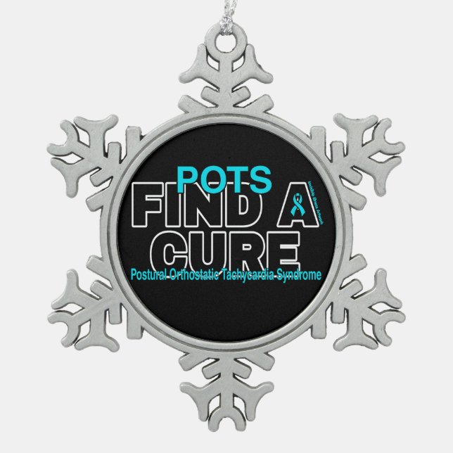 FIND A CURE/BOLD...POTS SNOWFLAKE PEWTER CHRISTMAS ORNAMENT (Front)