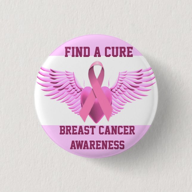 Find A Cure,Breast Cancer Awareness_ 3 Cm Round Badge (Front)