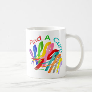 Find A Cure Colourful Cancer Ribbons Coffee Mug