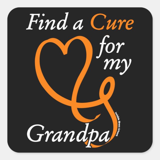 Find a Cure/Heart/Grandpa...RSD/CRPS Square Sticker (Front)