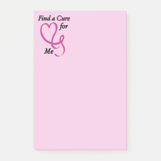 Find a Cure/Heart/Me...Breast Cancer Post-it Notes (Front)