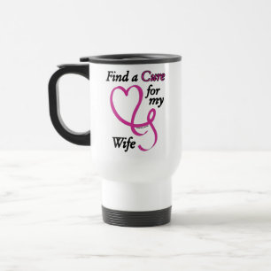 Find a Cure/Heart/Wife...Breast Cancer Travel Mug