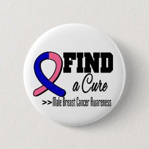 Find a Cure Male Breast Cancer Awareness 6 Cm Round Badge