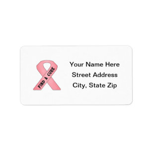 Find A Cure (pink ribbon) Label
