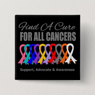 Find a Cure Ribbons For All Cancers 15 Cm Square Badge
